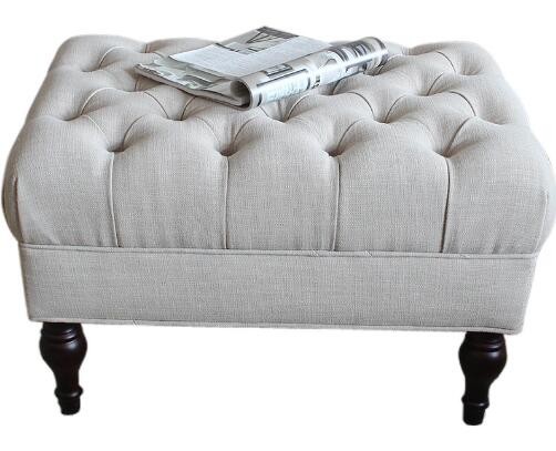 Upholstered Bedroom Ottoman Bench Oak Wood Luxury Furniture For Hotel