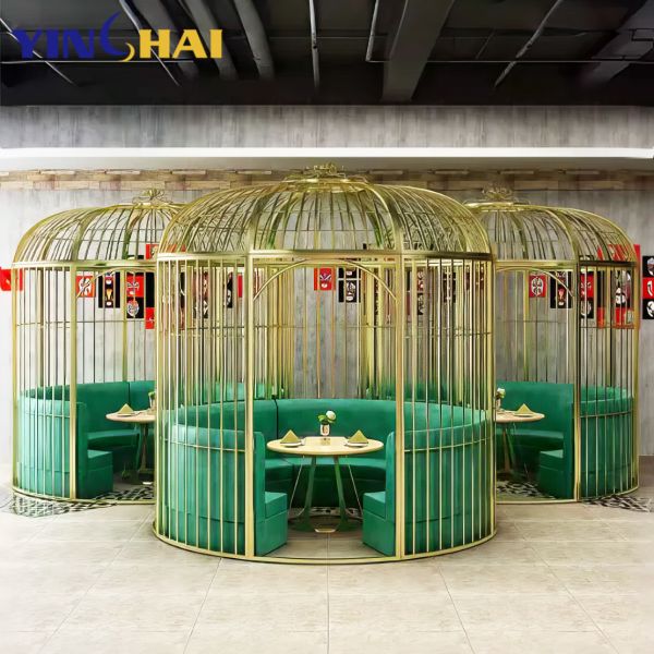 Polished Custom Stainless Steel Products Decoration Birdcage Booth For Hotel