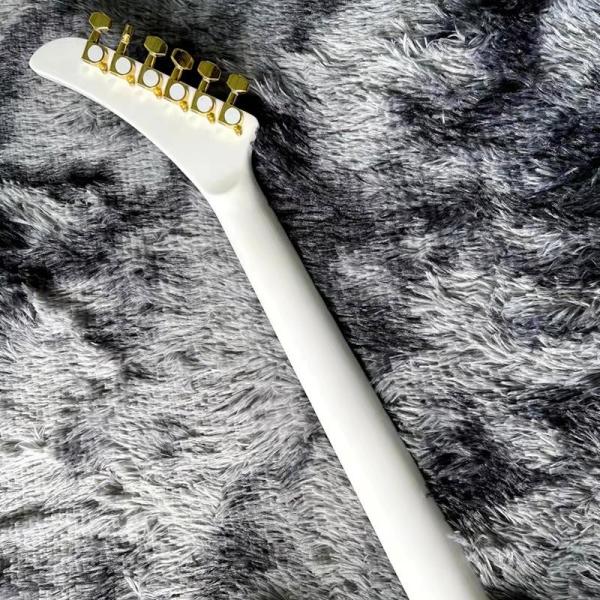 Custom Irregular Special-Shaped Electric Guitar with White Veneer Yellow Guard Board