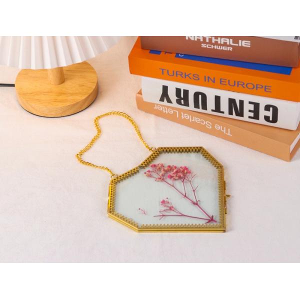 Glass love heart shape gold lace copper girls gift photo frame dried flower clip plant specimen clip wholesale