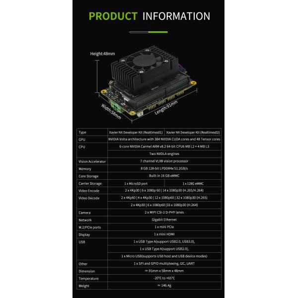Nvidia Jetson Xavier NX Developer Kit Edge Computing Supercomputer with Cooling Fan