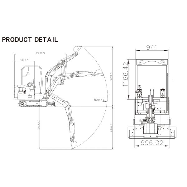 KE25 Mini Excavator With Lithium Battery Engine 6KW