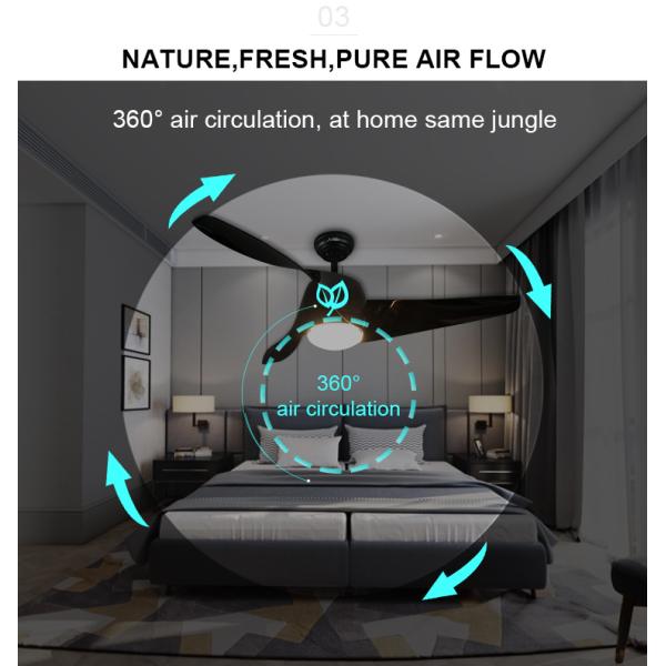 132cm 3 lâminas ABS Ventilador de teto de baixo ruído para casa / hotel / escritório Material do corpo da lâmpada de metal