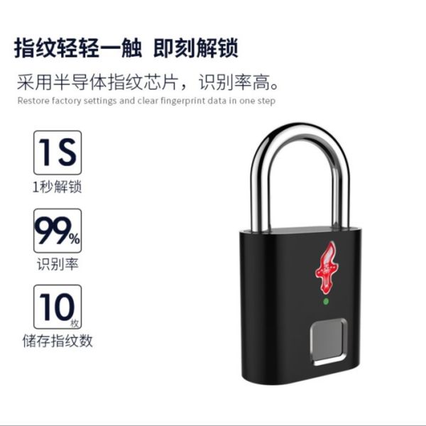 Hot Selling Durable Biometric 10 Fingerprints TSA Smart Fingerprint Padlock Custom Luggage Security with Travel Luggage