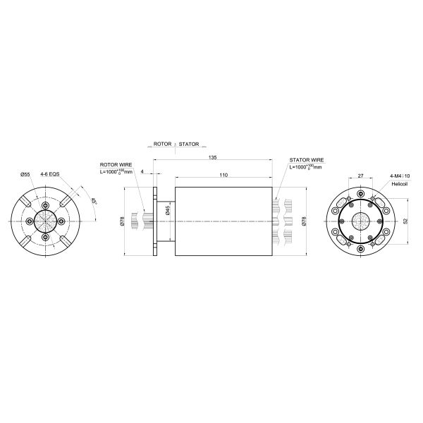 MIL-STD-461G/810G Compliant Military Slip Ring with 47 Signals and 5 Power Circuits at 50rpm