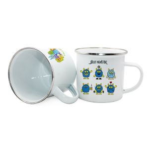 Mugs à sublimation en émail blanc enduit, Mugs de camping, Tasse à café en émail