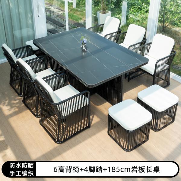 Outdoor Rattan Table and Chair Set – Garden Patio Furniture for Terrace, Open-Air Leisure, Waterproof & Sunproof.