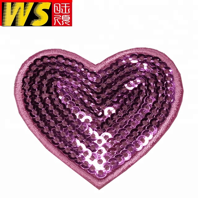 Customized Heart Shaped Red Bead Embroidery Applique Patch Wholesale Heart Embroidered Bead Patch