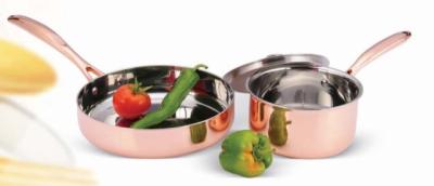 Thickness 2.2-3.0mm,3Pcs Tri-ply Copper cookware set SHXYY-01-2,,milk pot and frypan