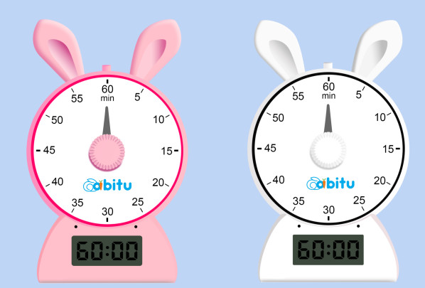 Kids ABS Pink Blue Rabbit Shape Education Countdown Timer For Studying Kitchen Yogo