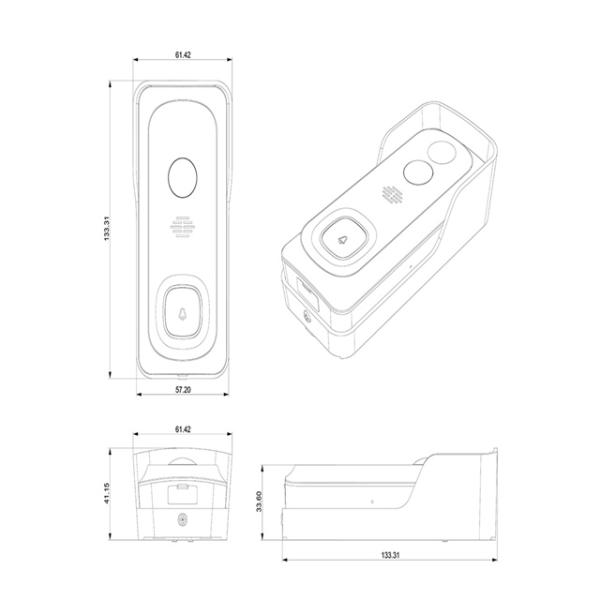 Puerta inalámbrica video elegante anti Bell de la leva de la mirilla del timbre 1080p Hd del hurto IP54