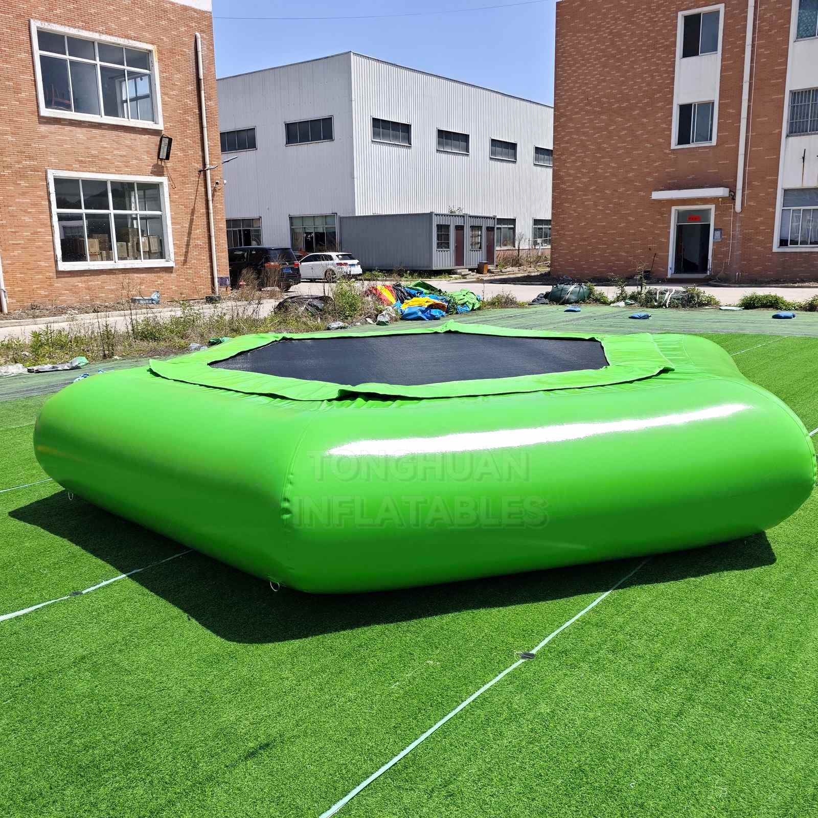 Commercial Inflatable Floating Water Trampoline with Reinforced Jumping Mat and Anchor Points for Lakes Resorts and Water Parks