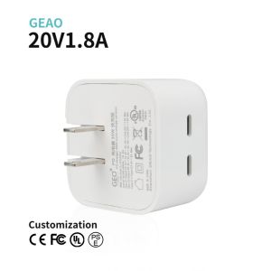 de 20V 1.8A GaN Fast Charger double USB C chargeur du palladium 35W avec la prise du R-U