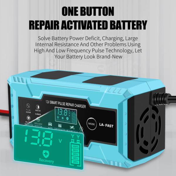 12V/24V Output 8a Pulse Repair Smart Fast Charger for Car Motorcycle Power Supply Adapter Included
