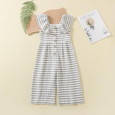 Summer newborn baby toddler girls clothing rompers pants sleeveless ruffle Stripe knitted kids Jumpsuit bodysuit