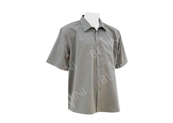 Grey Color Mens Oxford Work Shirts , Short Sleeve Button Up Work Shirts Anti Wrinkle