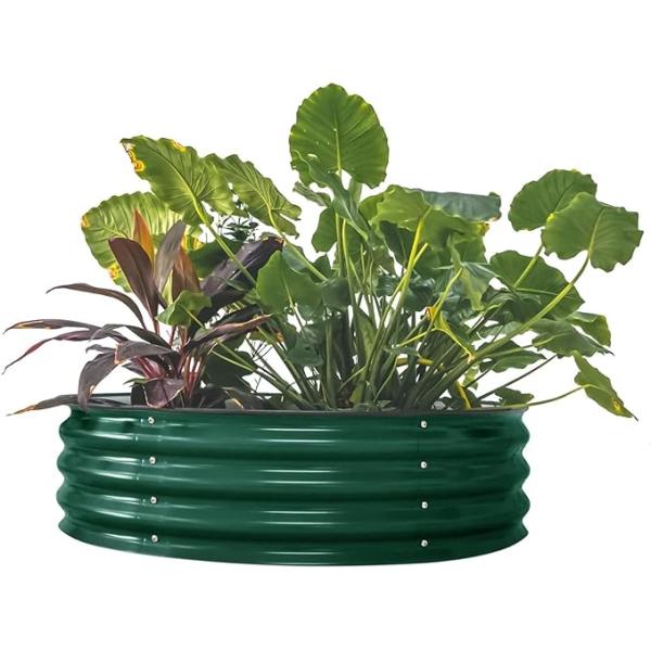 Rustproof 3.5x0.92Ft Galvanised Round Garden Bed For Gardening Vegetables Flowers