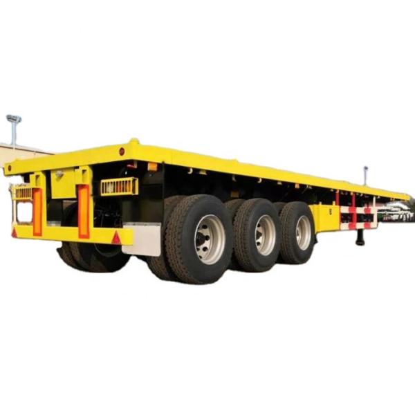 Sinotruk howo 40ft gooseneck flatbed Semi trailers Used 3 Axles Heavy duty Flat Bed self loading container trailer