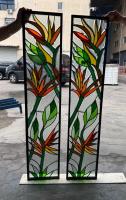 Panneau de verre décoratif figé gelé taché