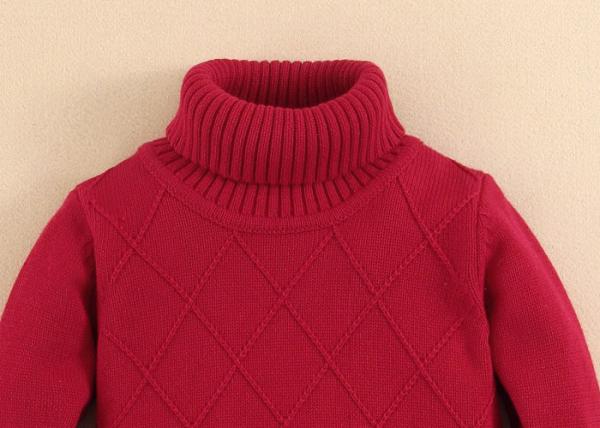 Turtle Neck Girls Knit Pullover Sweater Diamond Check Design kid Clothes