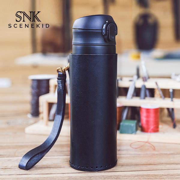 Durable Leather Hot Water Bottle Cooler Sleeve Pure Color Blank