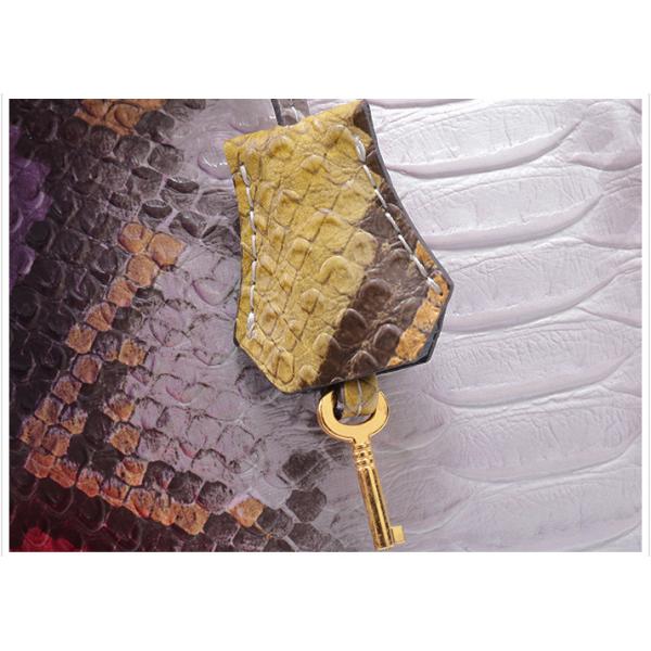 Platinum Sloping Across Single Shoulder Bag Snake Pattern Cow Leather