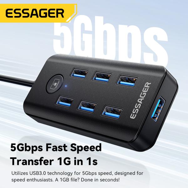 Unidad de transmisión de datos de 7 puertos USB 3.0 para PC portátil