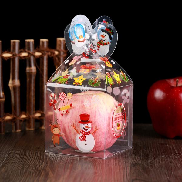 Cajas de manzanas de caramelo plegables PET transparentes para el embalaje de regalos personalizados de Navidad