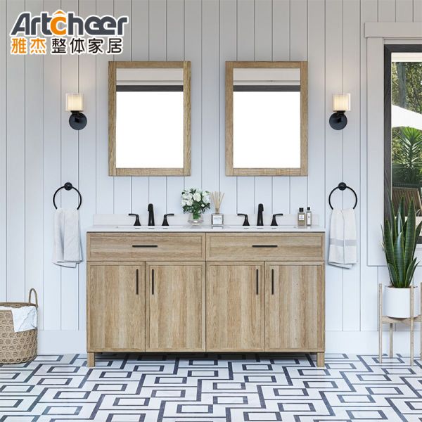 Contemporary Water Resistant Eco-Friendly Bathroom Vanity Combo with Marble Sink Table Top