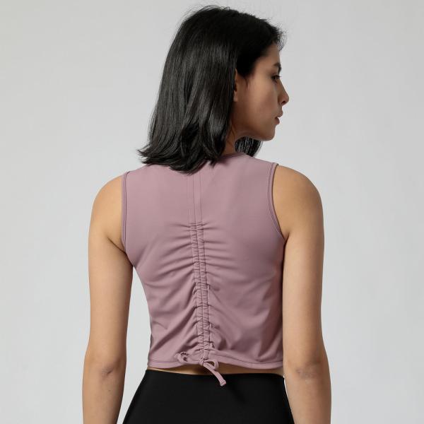 Women 210gsm Workout Vests For Women Tie Up Drawstring Sports T Shirt Top
