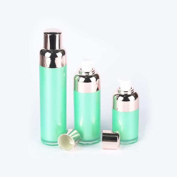 Bouteille de pompe sans air 15/30/50 ml de luxe, blanche/vert, avec conception à double corps