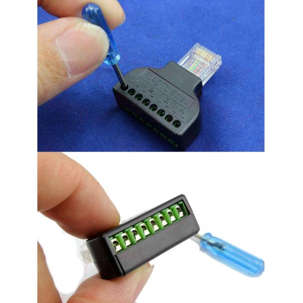 RJ45 Male 8P8C to 8 Pin Screw Terminal Block Adapter for CCTV Video Solution