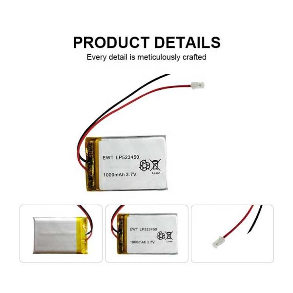 Bateria de polímero de iões de lítio personalizada 600mAh 3.7V 500mah Bateria recarregável
