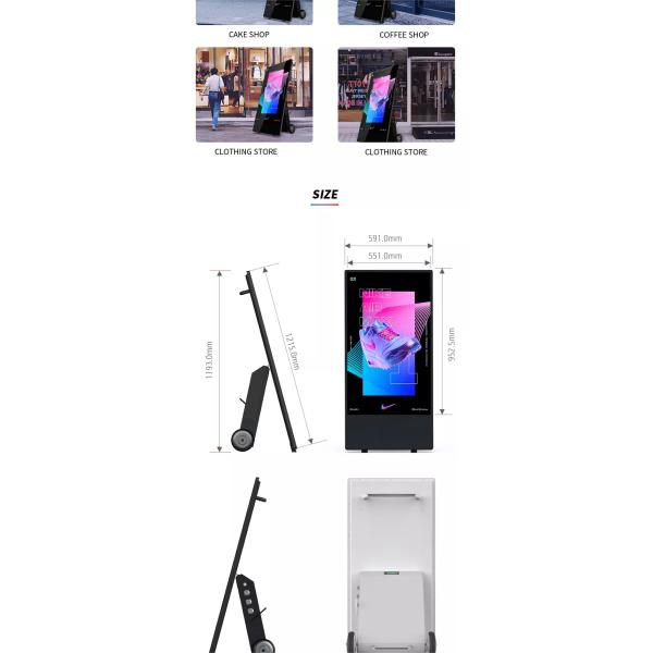 Плакат LCD поставки батареи использующий энергию экран дисплея рекламы афиши 43 цифров дюйма портативный с передвижными колесами