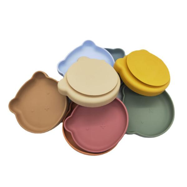 Multi Color Cute Silicone Dinner Plates For Children Kitchen Supplies