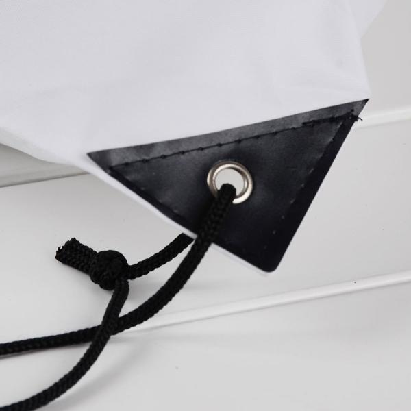 White Printed 210D Polyester PU Corner Drawstring Packaging Bags