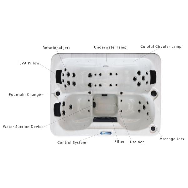 bañera al aire libre del balneario de la tina caliente de la función del masaje del regulador del balboa