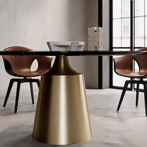 Round Luxurious Ceramic Marble Tabletop Dining Table