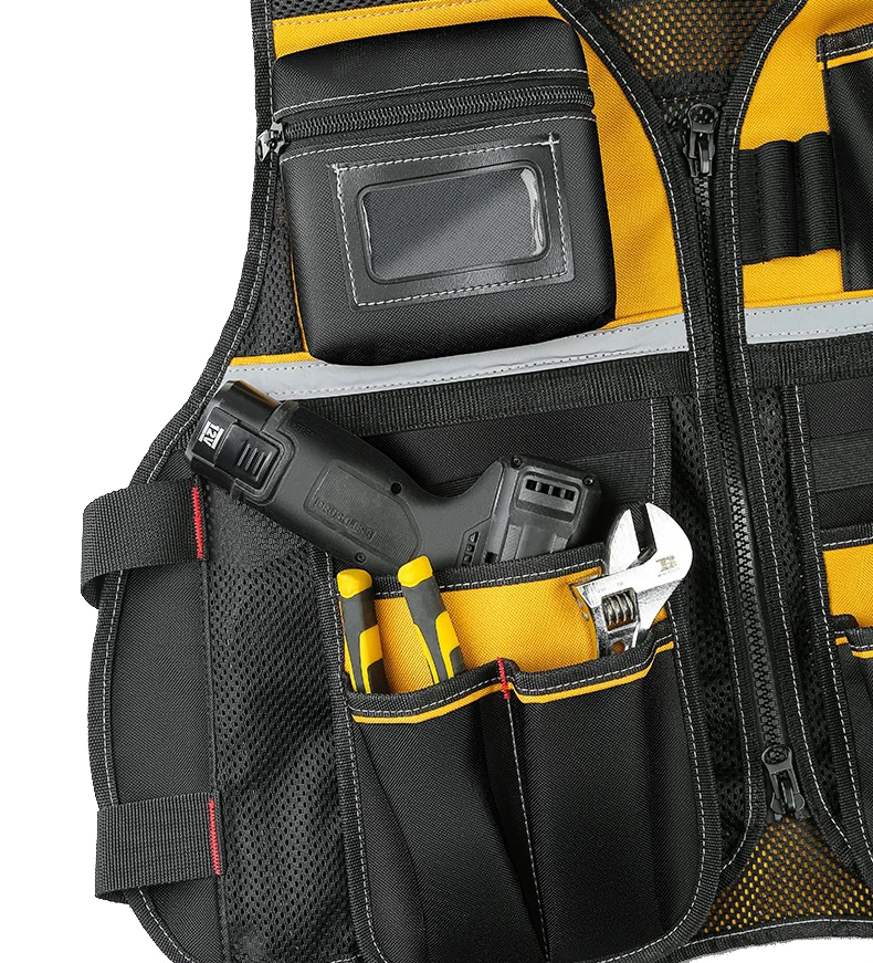 Reflective Work Vest Multifunctional Construction Vest Mesh Breathable Construction Safety Armor Tool Vest