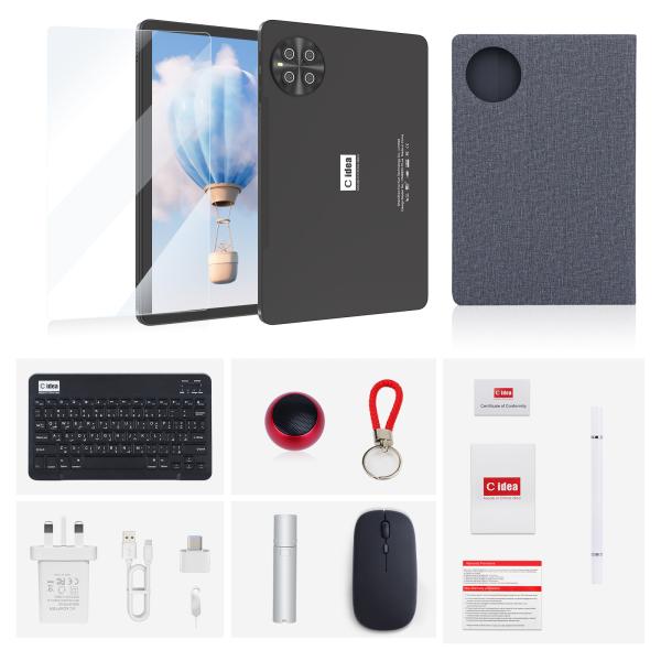 C アイデア 10.1 インチ アンドロイド 15 タブレット 8GB RAM 1TB ROM モデル CM8800プラス 黒