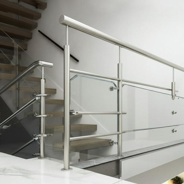 Rust-Proof 304 Stainless Steel Handrails with Flat Saddle for Glass Railings