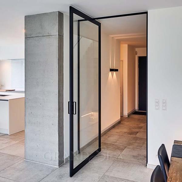 Modern Large Front Commercial Main Entrance Pivot Door Interior Low-E Glass Single Exterior Entry Aluminium Glass Pivot Doors