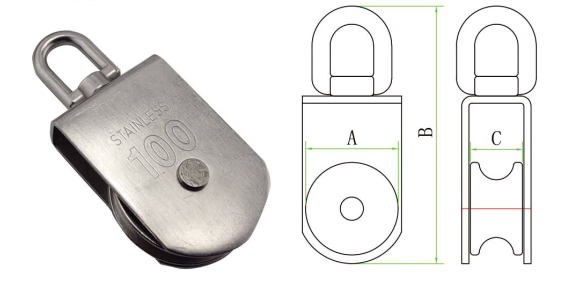 Stainless Steel Single Pulley Heavy Duty Single Wheel Swivel Lifting Rope Pulley