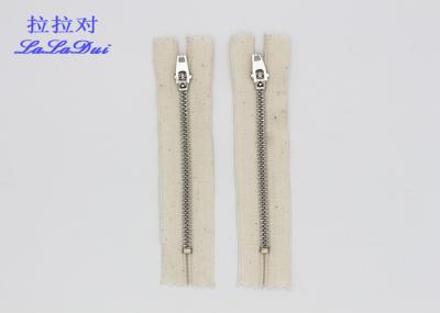 Brass Teeth Metal Open Ended Zips , Close End Heavy Duty Zipper Replacement