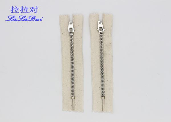 Brass Teeth Metal Open Ended Zips , Close End Heavy Duty Zipper Replacement