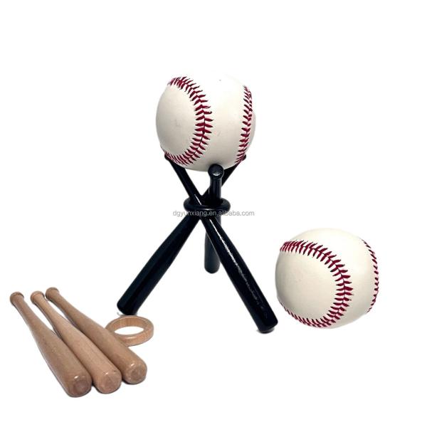 Sport Artisanat en bois Batte de baseball Couleurs Mini-batte de baseball Affichage Stand avec balle Décoratif Batte de baseball avec racks Ring
