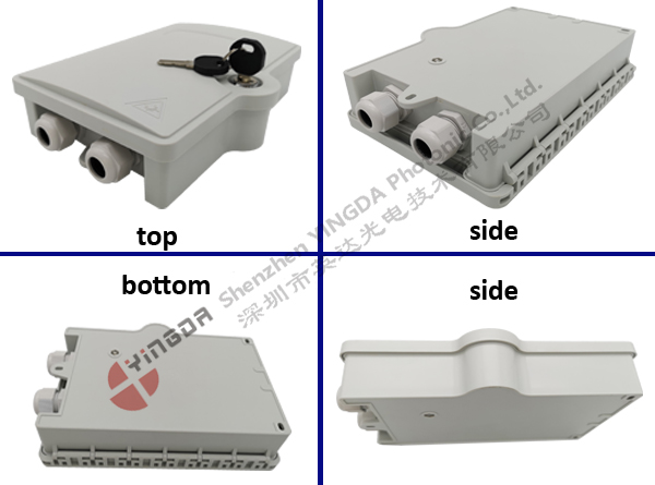 Nap Caja Terminal Fiber Optic Splitter Box Exterior Plastic Waterproof 2 Cable Glands