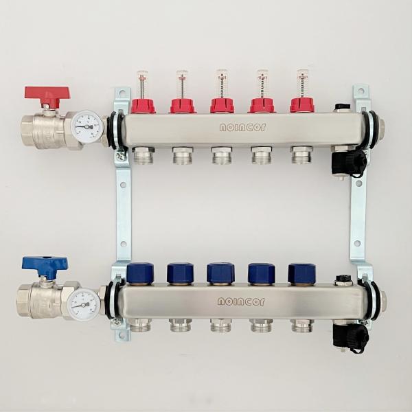 Stainless Steel Central Floor Heating Pipe Manifold , Pex Radiant Floor Heating Manifold Assembly