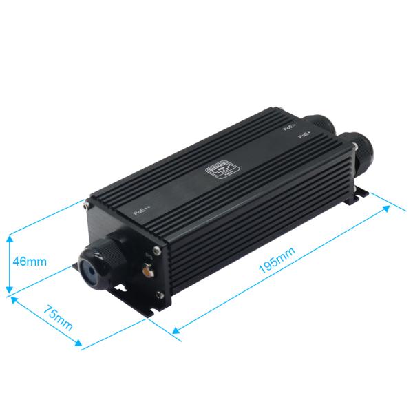 IP67 防水 1 入力 2 出力 90W 産業用ギガビット PoE エクステンダー