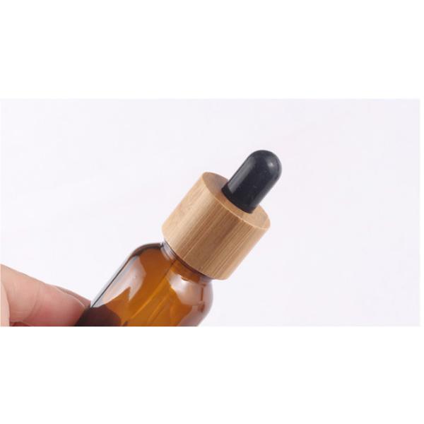 Контейнеры лоснистого янтарного стекла крышки древесины бутылки капельницы эфирного масла бамбука цвета стеклянного косметические